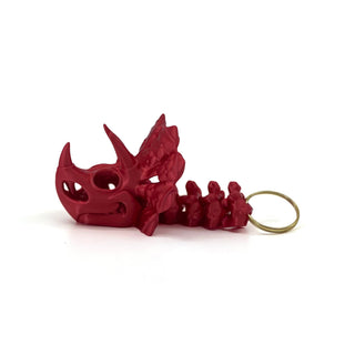 Red Triceratops Fidget Keyring