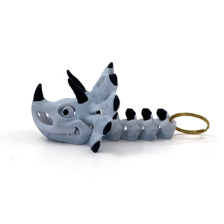 White Black Triceratops Fidget Keyring