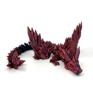 Bicolor Red Black Crystal Winged Dragon