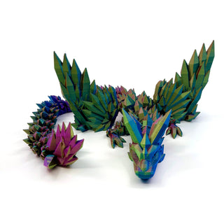 Tricolour Red Yellow Blue Crystal Winged Dragon