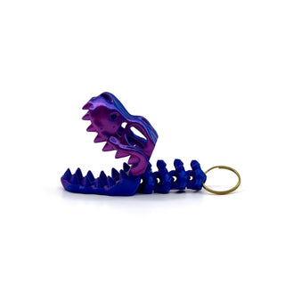 Bicolour Blue and Purple T-Rex Fidget Keyring